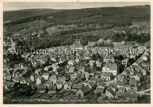 AK / Ansichtskarte Laubach_Hessen Fliegeraufnahme mit Vogelsberg Laubach Hessen