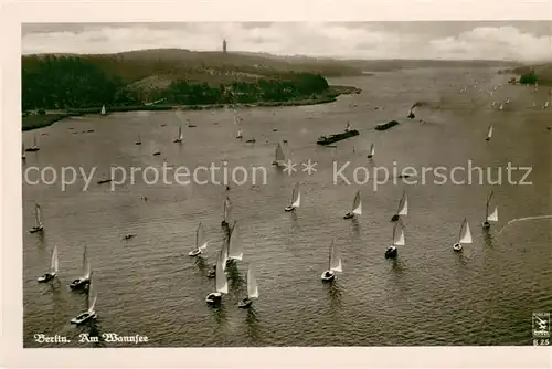 AK / Ansichtskarte Wannsee Fliegeraufnahme Boote auf dem See Wannsee