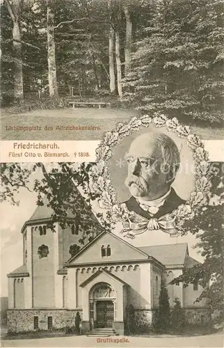 AK / Ansichtskarte Friedrichsruh_Aumuehle Lieblingsplatz d. Altreichskanzlers u. Gruftkapelle Friedrichsruh_Aumuehle