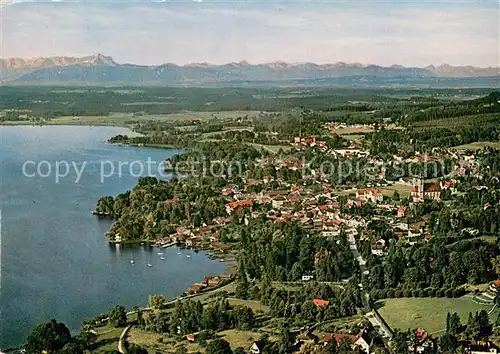 AK / Ansichtskarte Tutzing_Starnberger_See Fliegeraufnahme mit Zugspitze 