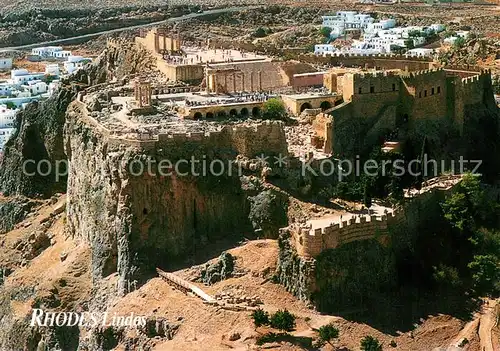 AK / Ansichtskarte Rhodos_Rhodes_aegaeis Lindos Fliegeraufnahme Rhodos_Rhodes_aegaeis