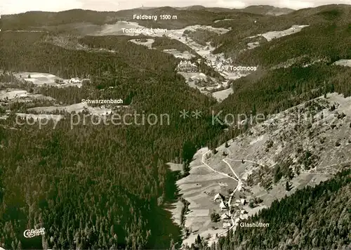 AK / Ansichtskarte Todtmoos Fliegeraufnahme mit Feldberg Glashuette und Schwarzenbach Todtmoos