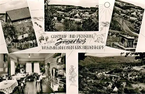 AK / Ansichtskarte Wommelshausen Gasthof Pension Jaegerhof Gastraum Panorama Wommelshausen