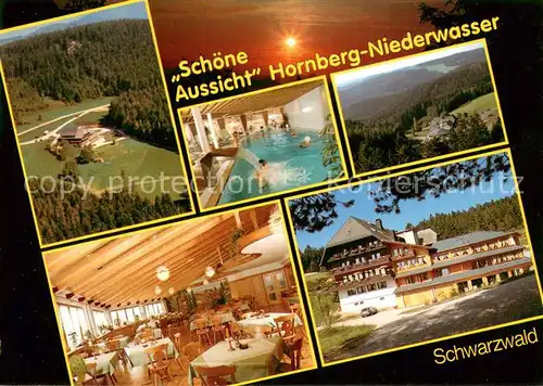 AK / Ansichtskarte Niederwasser Hoehen Hotel Gasthof Schoene Aussicht Hallenbad Speisesaal Panorama Niederwasser