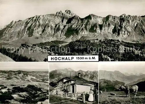 AK / Ansichtskarte Hochalp Berggasthaus Almvieh Kuh Alpenpanorama Hochalp