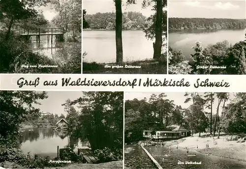 AK / Ansichtskarte Waldsieversdorf Steg zum Papillensee Daebersee Karpfenteich Volksbad Waldsieversdorf