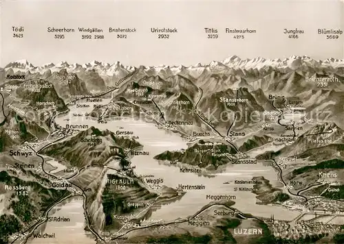 AK / Ansichtskarte Luzern__LU Vierwaldstaettersee und Umgebung Alpen aus der Vogelperspektive 