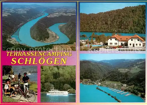 AK / Ansichtskarte Schloegener_Schlinge Yachthafen Schloegen Terrassencamping Restaurant Freibad  Schloegener Schlinge