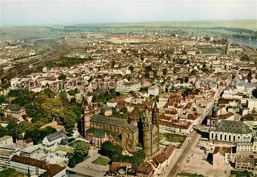 AK / Ansichtskarte Worms_Rhein Fliegeraufnahme mit Dom Worms Rhein