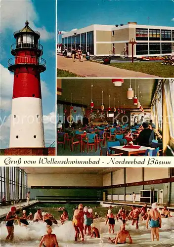 AK / Ansichtskarte Buesum_Nordseebad Leuchtturm Wellenschwimmbad Speisesaal Buesum_Nordseebad