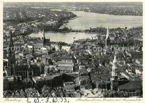 AK / Ansichtskarte Hamburg Fliegeraufnahme Stadtzentrum Binnen  und Aussenalster Hamburg