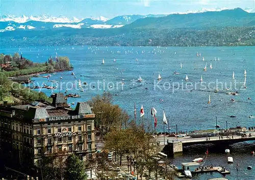 AK / Ansichtskarte Zuerich_ZH Am Quai Quaibruecke Zuerichsee Albiskette Urner Alpen Zuerich_ZH