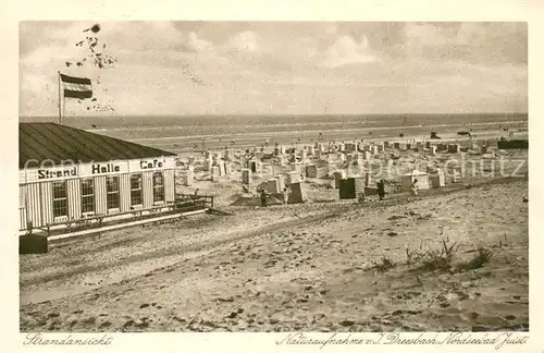 AK / Ansichtskarte Juist_Nordseebad Strandhalle Cafe Strand Nordseeinsel Juist_Nordseebad