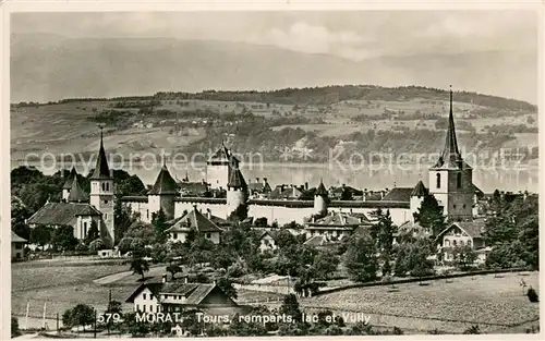 AK / Ansichtskarte Morat_Murten Tours remparts lac et Vully Morat Murten