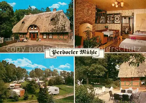 AK / Ansichtskarte Belau_Wankendorf Gasthaus Perdoeler Muehle Gaststube Terrasse Campingplatz Belau_Wankendorf