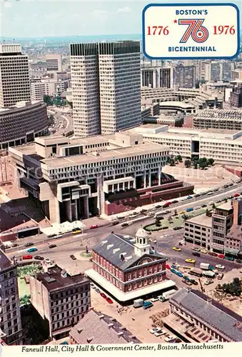 AK / Ansichtskarte Boston_Massachusetts Faneuil Hall City Hall and Government Center 