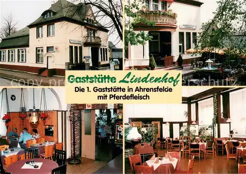 AK / Ansichtskarte Ahrensfelde_Ahrensfelde Gaststaette Lindenhof Gaststube Terrasse Ahrensfelde Ahrensfelde