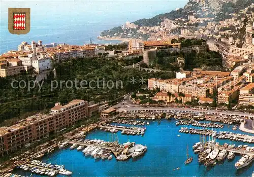 AK / Ansichtskarte Monte Carlo Palais Princier de Monaco et le port vue aerienne Monte Carlo