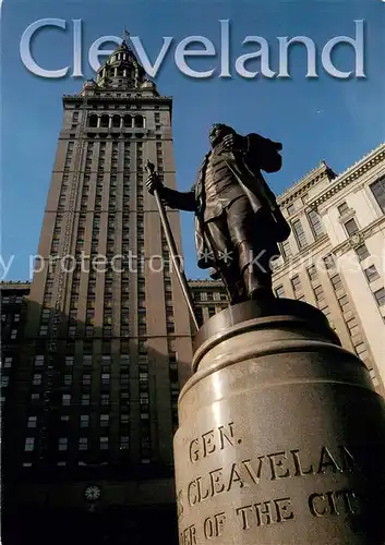 AK / Ansichtskarte Cleveland_Ohio Statue of Moses Cleveland and Termin Tower City Center Cleveland_Ohio