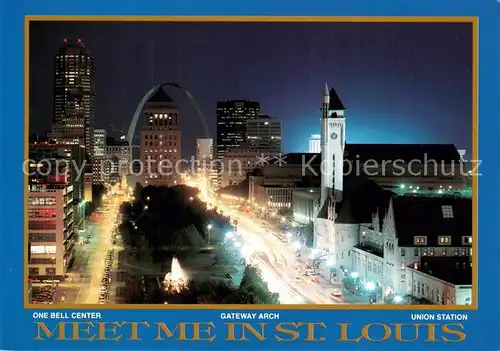 AK / Ansichtskarte Saint_Louis_Missouri Union Station and Market Street Downtown at night Saint_Louis_Missouri