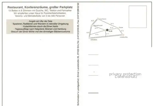 AK / Ansichtskarte Elm_Bremervoerde Schomakers Landgasthof Windmuehle Elm Hotelzimmer im Landhausstil Ostepartie Elm_Bremervoerde