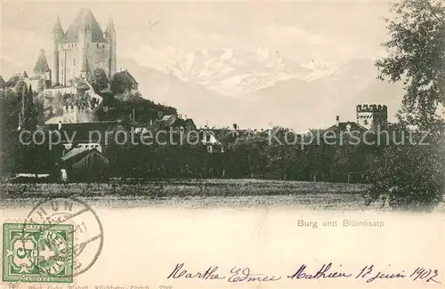 AK / Ansichtskarte Thun_BE Burg und Bluemlisalp Berner Alpen Thun_BE