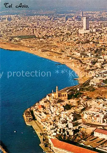 AK / Ansichtskarte Tel_Aviv Fliegeraufnahme Old Jaffa and port   modern Tel Aviv with Shalom Tower Tel_Aviv