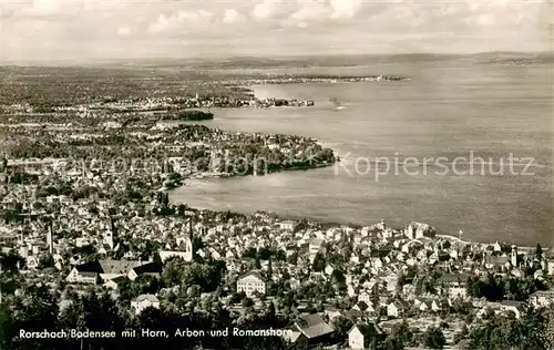 AK / Ansichtskarte Rorschach_SG Fliegeraufnahme mit Horn Arbon und Romanshorn 