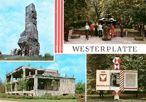 AK / Ansichtskarte Gdansk Pomnik Bohaterow Westerplatte 1939 45 Czolg i plyty pamiatkowe Ruiny koszar Gdansk