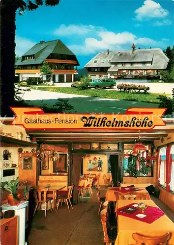 AK / Ansichtskarte Schonach_Schwarzwald Gasthaus Pension Wilhelmshoehe Teilansicht Innen u. Aussen Schonach Schwarzwald