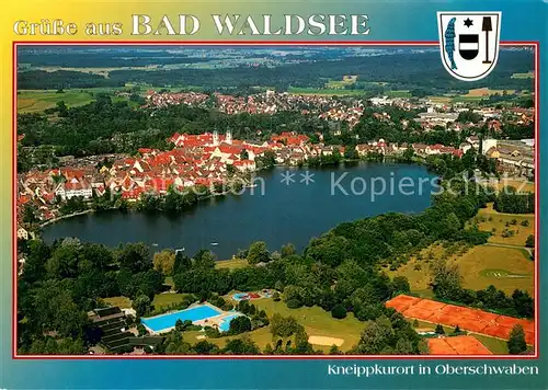 AK / Ansichtskarte Bad_Waldsee Kneippkurort Stadtsee Tennisanlagen Bad_Waldsee