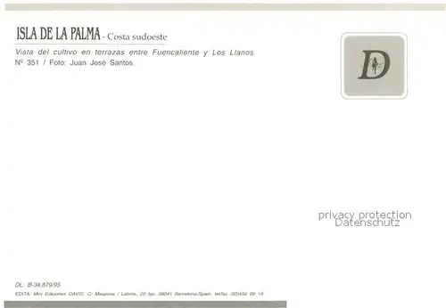 AK / Ansichtskarte Isla_de_la_Palma Vista del cultivo en terrazas entre Fuencaliente y Los Llanos Isla_de_la_Palma