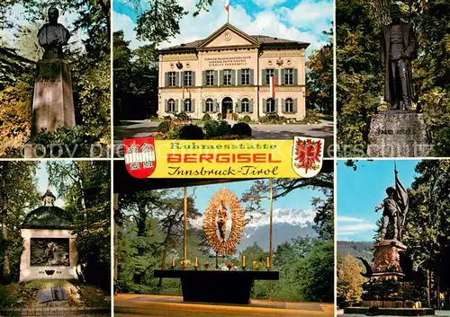 AK / Ansichtskarte Innsbruck Ruhmesstaette Bergisel Kaiser Karl I Tiroler Kaiserjaegermuseum Kaiser Franz Josef I Ehrengrabmal Gedaechtniskapelle Andreas Hofer Denkmal Innsbruck