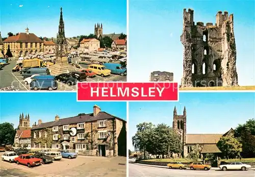 AK / Ansichtskarte Helmsley_UK Market Square Black Swan Hotel Castle All Saints Church 