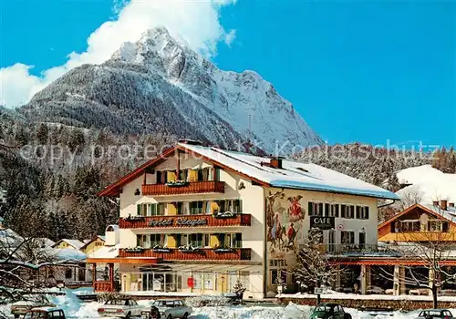 AK / Ansichtskarte Mittenwald_Bayern Hotel Rieger Restaurant Cafe im Winter Huber Karte Nr 10.232 Mittenwald Bayern