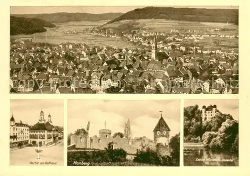 AK / Ansichtskarte Tuttlingen Fliegeraufnahme Rathaus Hanberg Schloss Muehlheim Donautal Tuttlingen