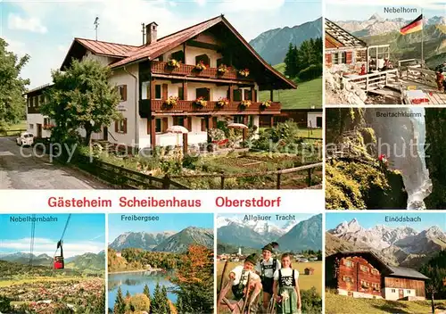 AK / Ansichtskarte Oberstdorf Gaestehaus Scheibenhaus Nebelhorn Breitachklamm Nebelhornbahn Freibergsee Allgaeuer Tracht Einoedsbach Oberstdorf