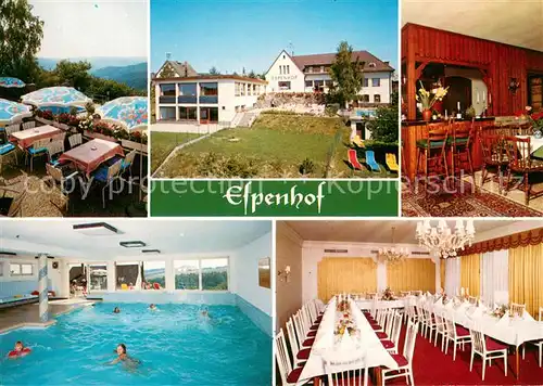 AK / Ansichtskarte Espenschied Hotel Restaurant Terrassencafe Espenhof Hallenbad Speisesaal Gaststube Espenschied