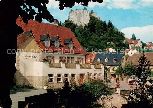 AK / Ansichtskarte Streitberg_Oberfranken Hotel Gasthof Schuetz Aussenansicht Streitberg Oberfranken