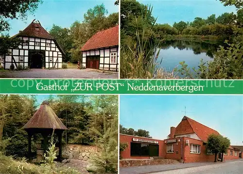 AK / Ansichtskarte Neddenaverbergen Gasthof Zur Post Kegelbahn See Neddenaverbergen