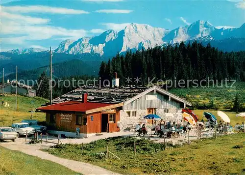 AK / Ansichtskarte Winklmoos_Winkelmoos Almstueberl Berggaststaette Terrasse mit Loferer Steinberge Winklmoos Winkelmoos