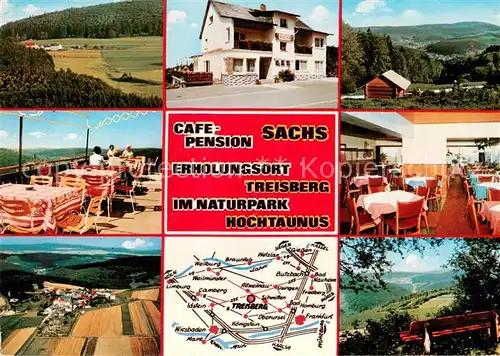 AK / Ansichtskarte Treisberg Cafe Pension Sachs Erholungsort Naturpark Hochtaunus Treisberg