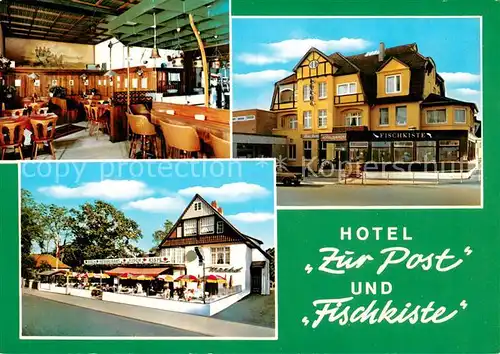 AK / Ansichtskarte Timmendorfer_Strand Hotel Zur Post und Fischrestaurant Fischkiste Gastraum Bar Terrasse Timmendorfer_Strand