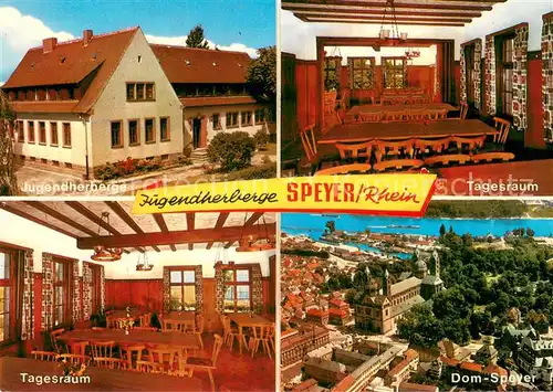 AK / Ansichtskarte Speyer_Rhein Jugendherberge Tagesraum Stadtzentrum Dom Fliegeraufnahme Speyer Rhein