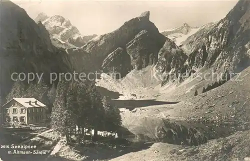 AK / Ansichtskarte Seealpsee_Saentis_IR Berghotel Bergsee mit Altmann Saentis Appenzeller Alpen 