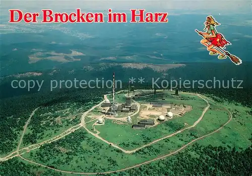 AK / Ansichtskarte Brocken_Harz Brockenhotel mit Sendemast Fliegeraufnahme Brocken Harz
