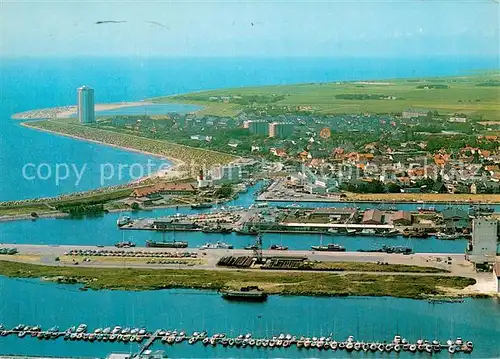 AK / Ansichtskarte Buesum_Nordseebad Hafen und Ort Fliegeraufnahme Buesum_Nordseebad