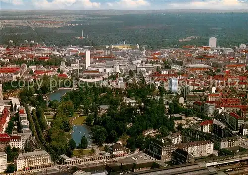 AK / Ansichtskarte Karlsruhe_Baden Blick ueber Stadtgarten und Zoo Fliegeraufnahme Karlsruhe_Baden