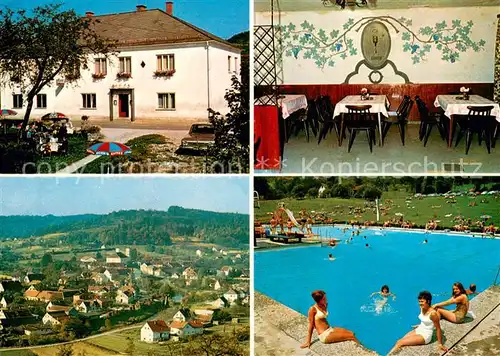 AK / Ansichtskarte Eggersdorf_Graz Gasthof Pension Niederleitner Gaststube Fliegeraufnahme Schwimmbad Eggersdorf Graz