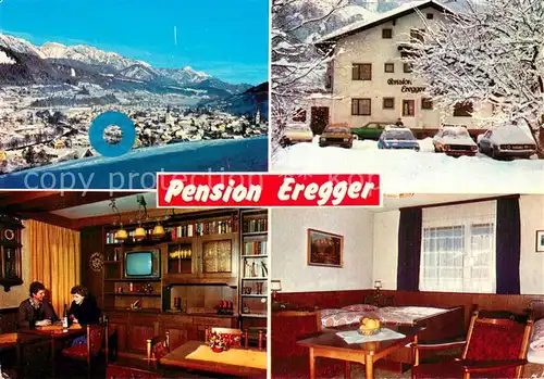 AK / Ansichtskarte Schladming_Obersteiermark Pension Eregger Panorama Gastraeume Schladming_Obersteiermark